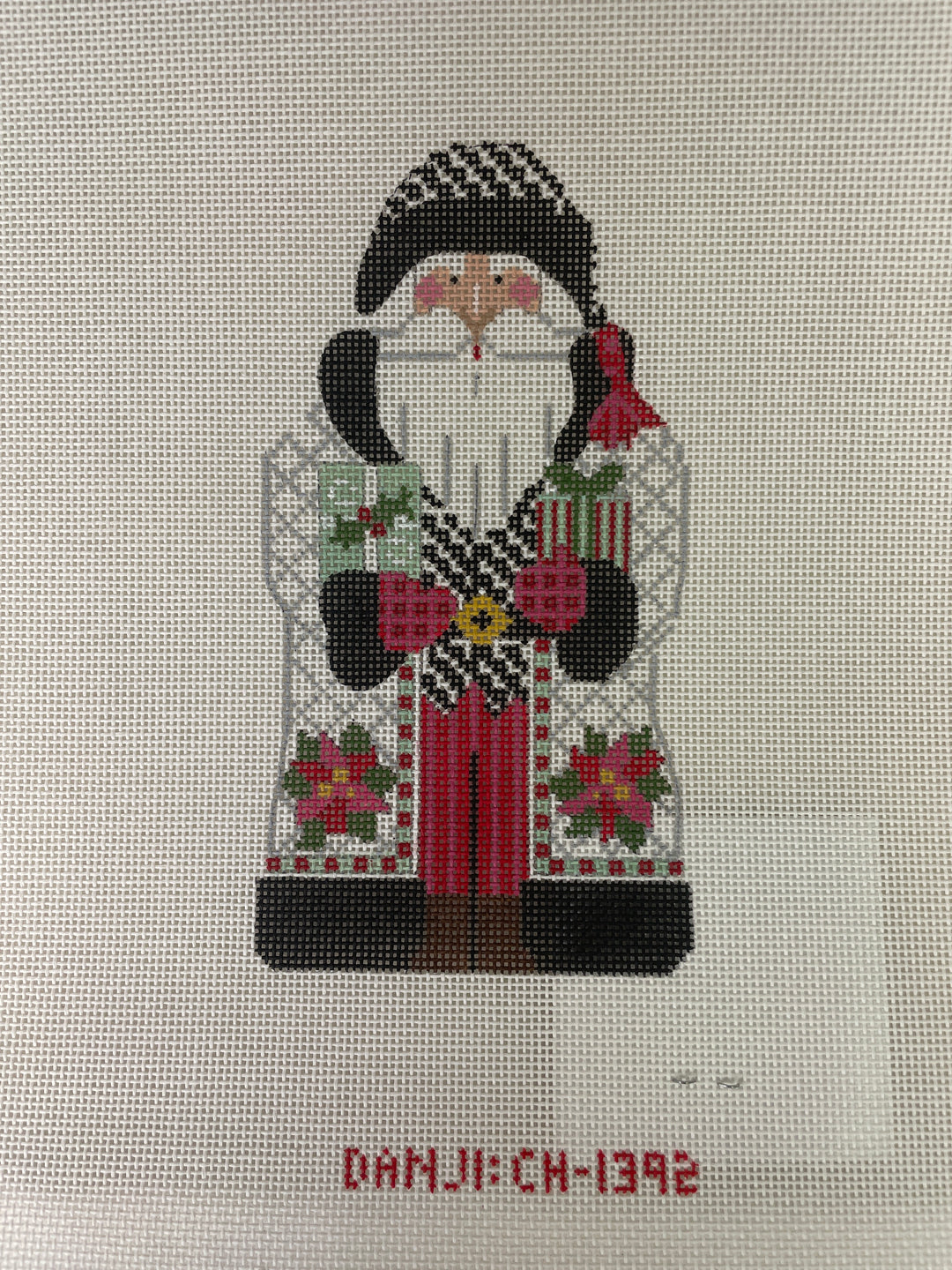 Danji CH1392 Father Christmas- White with Poinsettias