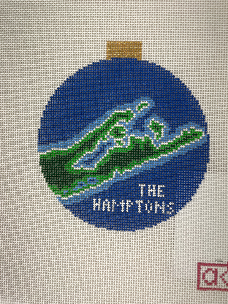 * Ann Kaye AOK89 Montauk and the Hamptons Map Ornament