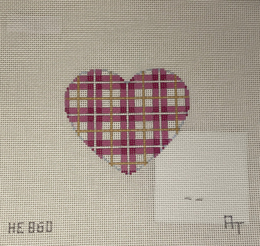 * Associated Talents HE860 Pink/Gold Plaid Heart