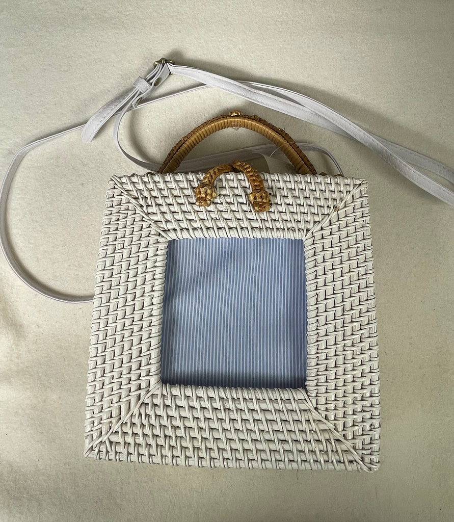 * Penny Linn Designs 4x4 Square Wicker Bag- White