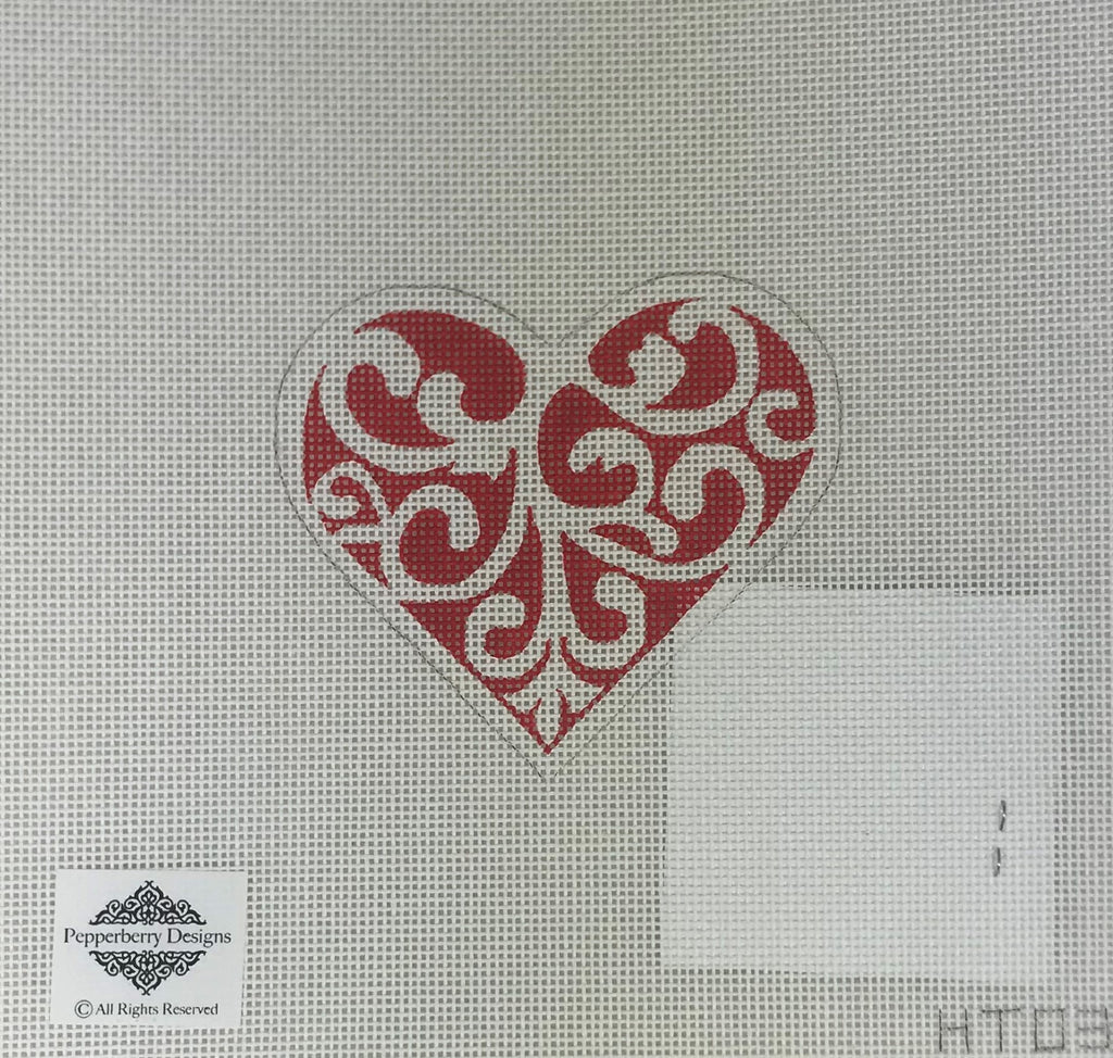Pepperberry Designs 256 Red and White Scroll