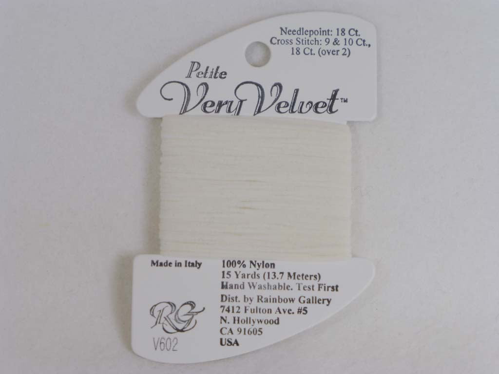 Petite Very Velvet V602 White by Rainbow Gallery From Beehive Needle Arts