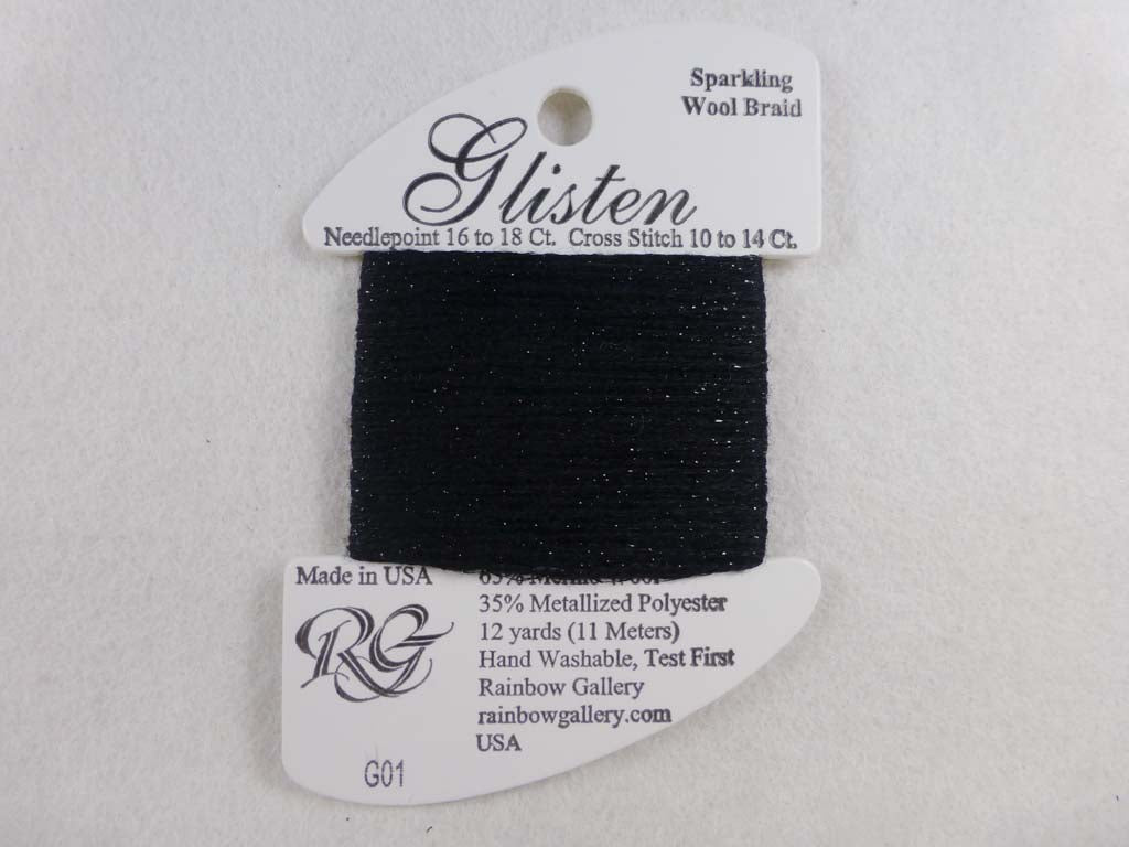 Glisten G01 Black by Rainbow Gallery From Beehive Needle Arts