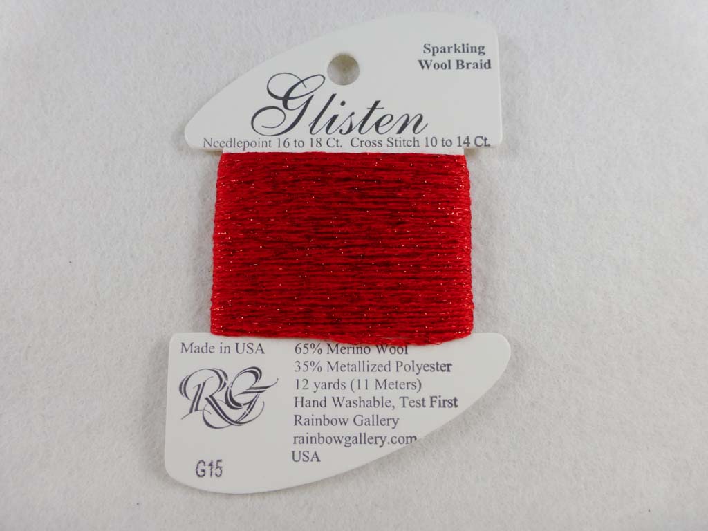 Glisten G15 High Risk Red by Rainbow Gallery From Beehive Needle Arts