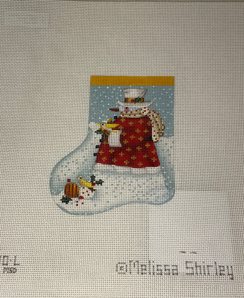 * Melissa Shirley 0730L Golden Star Snowman Mini Stocking