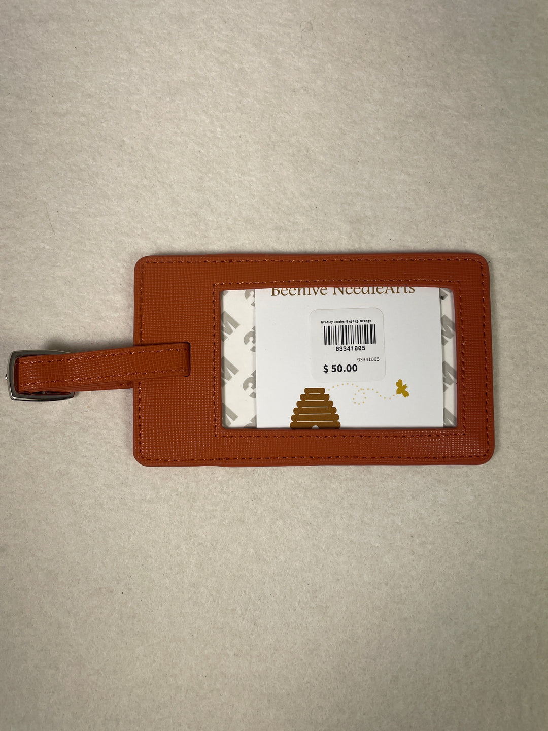Bradley Leather Bag Tag- Orange