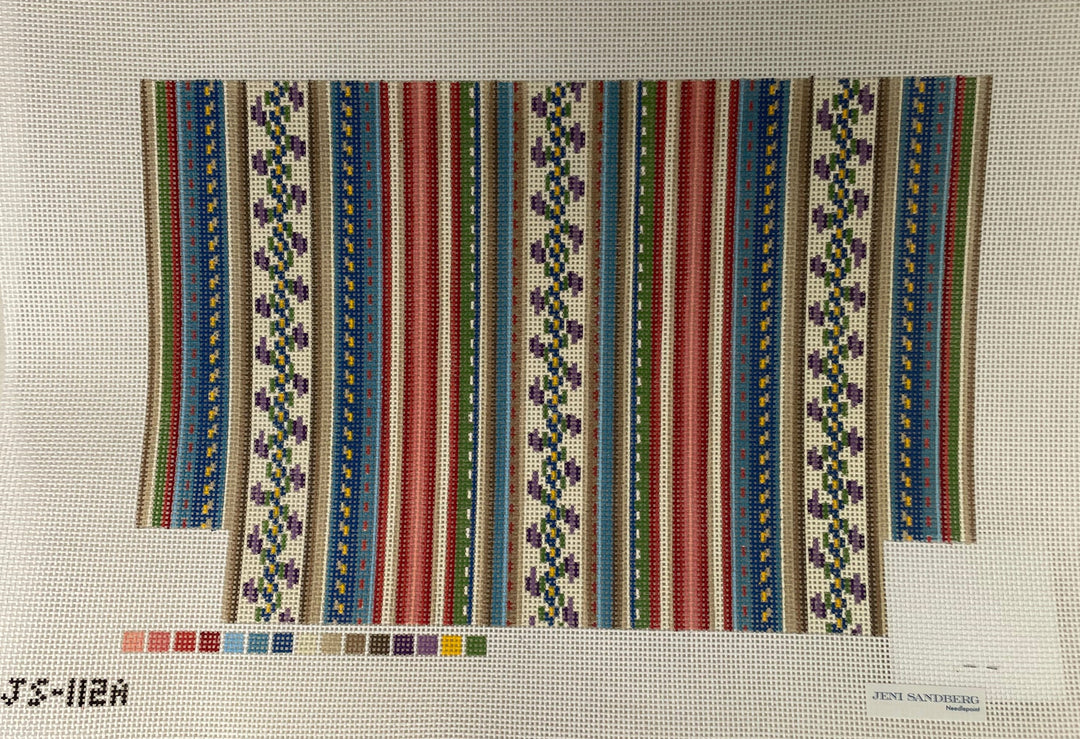 * Jeni Sandberg JS-112A French Stripe Gusset Zipper Bag Canvas- Multi-color Large