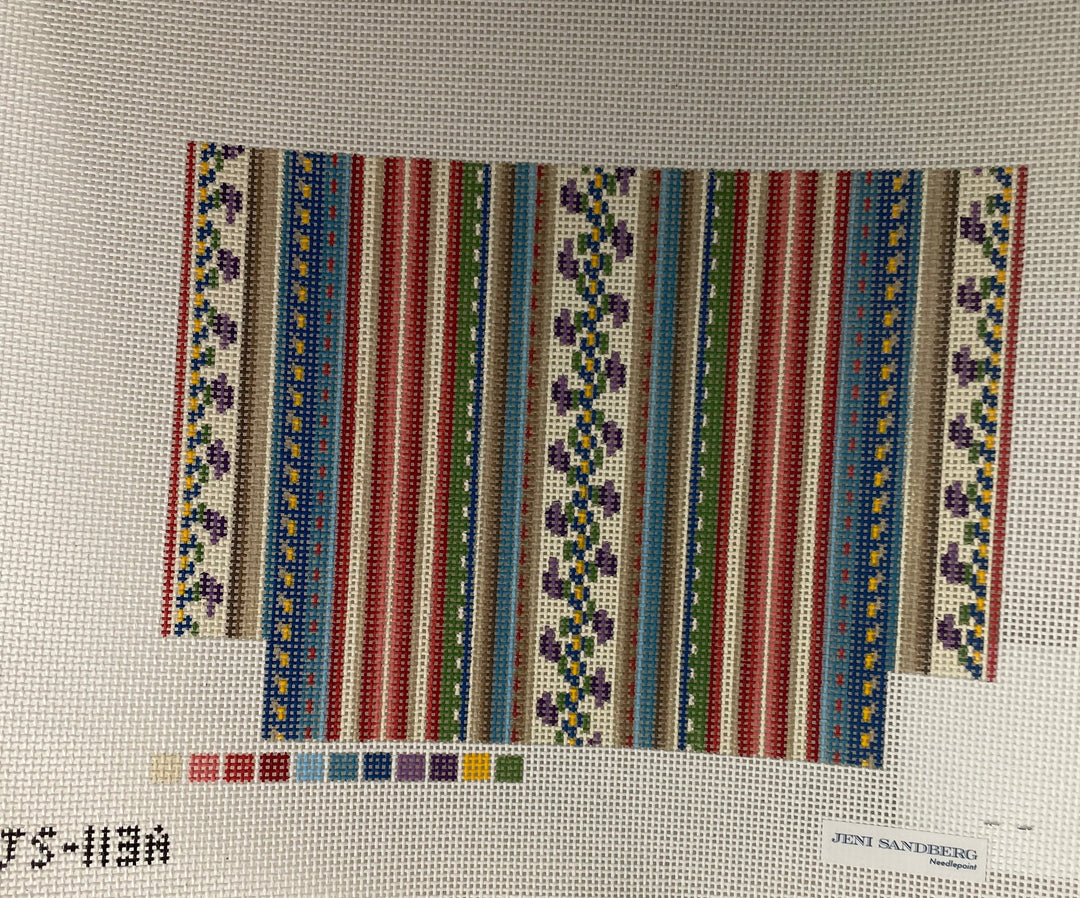 * Jeni Sandberg JS-113A French Stripe Gusset Zipper Bag Canvas- Multi-color- Small