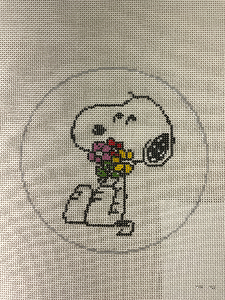 * Officially Needlepoint PNTS-EV03 Snoopy Hugging Flowers