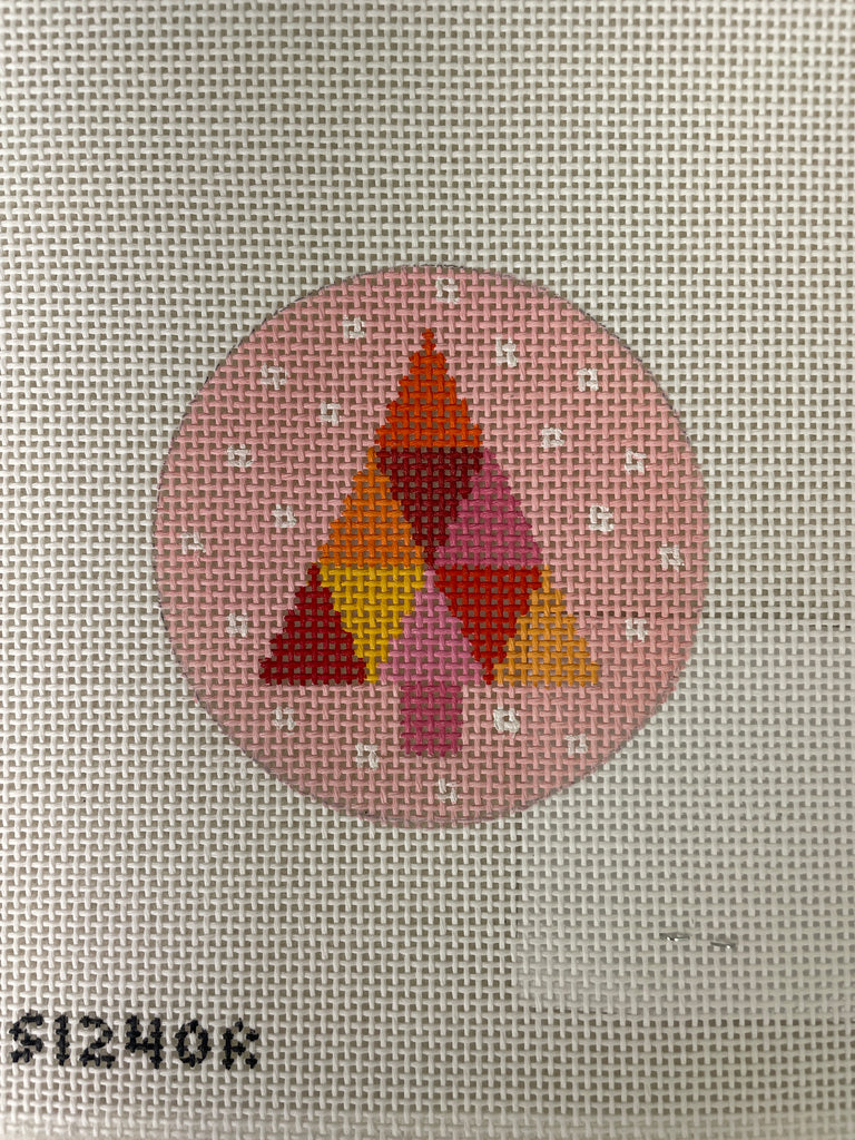 Stitch It's SI240R Multicolor Tree on Pink Round