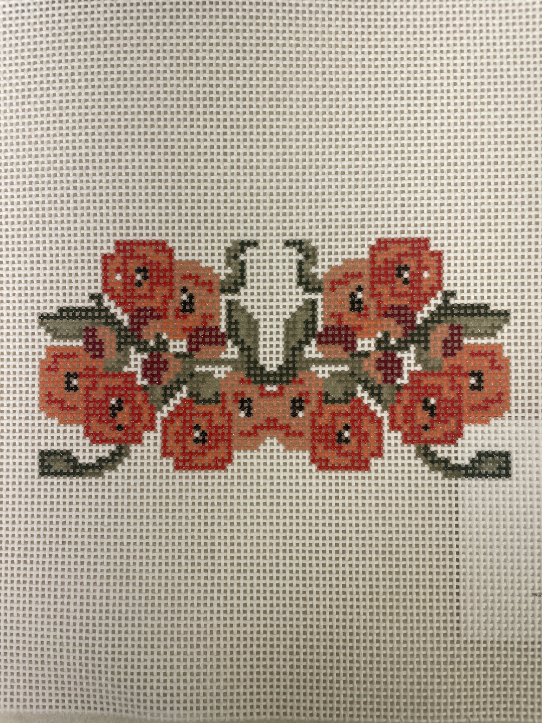 * Evergreen Needlepoint CL08 Orange Flowers on White Insert