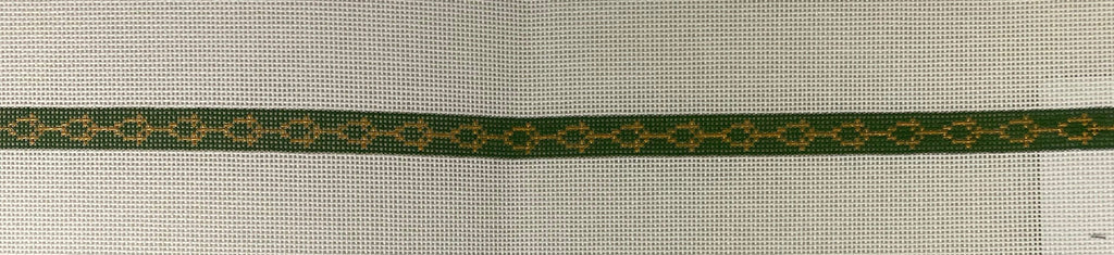 *Anne Fisher Needlepoint AF211 Green/Gold Link Wrap Bracelet