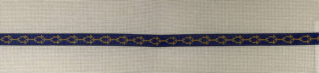 *Anne Fisher Needlepoint AF215 Navy/Gold Link Wrap Bracelet