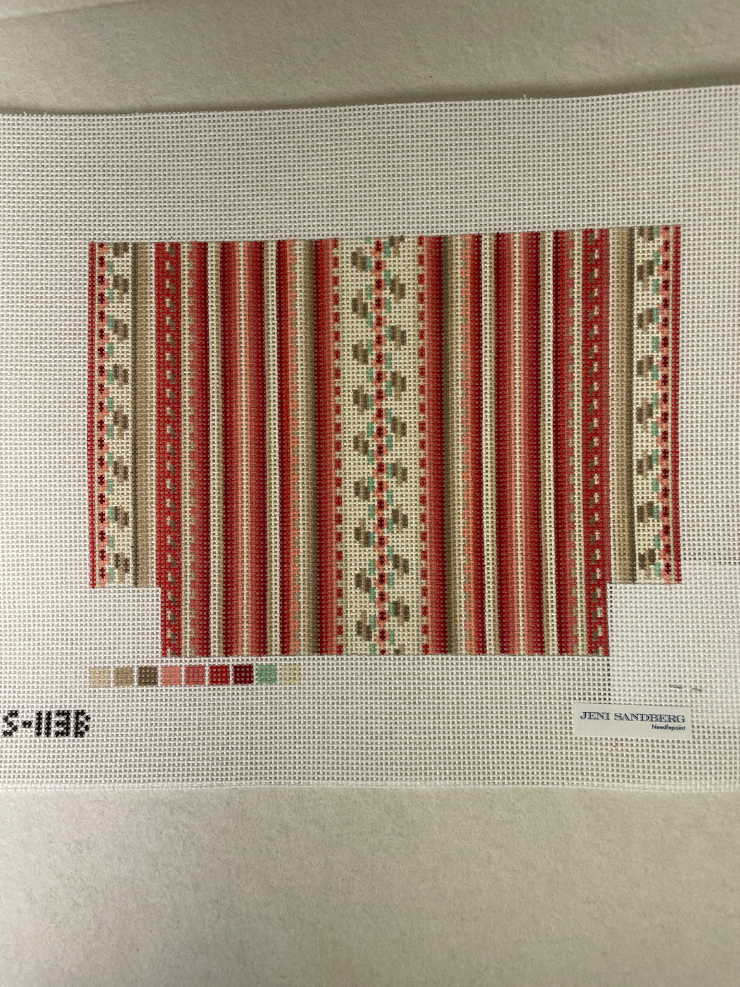 * Jeni Sandberg JS113B French Stripe Gusset Zipper Bag Canvas- Small/ Pink