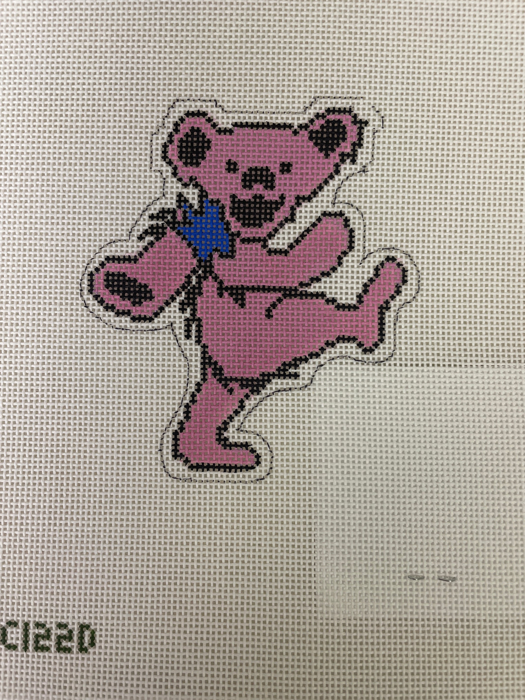 *Elm Tree Needlepoint Designs XC122D Christmas Grateful Dead Bear-Pink