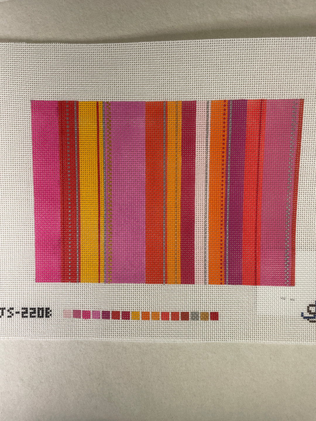 * Jeni Sandberg JS220B Tufted Stripe Clutch Canvas-Pink and Orange 13m