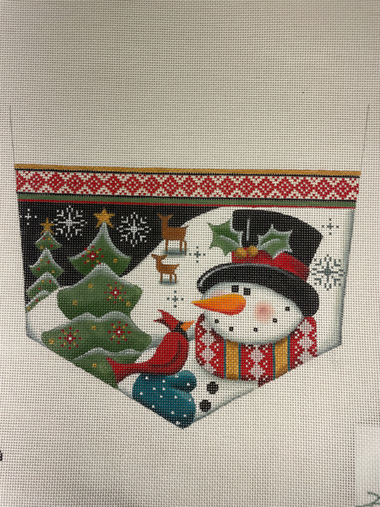 * Rebecca Wood 1486B Cardinal Snowman Stocking Cuff- 13 mesh