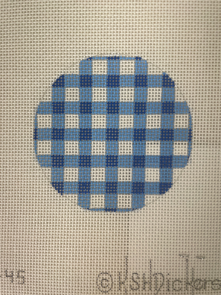 * Kate Dickerson ALB45 Bright Disk Letter- Blue and White Gingham