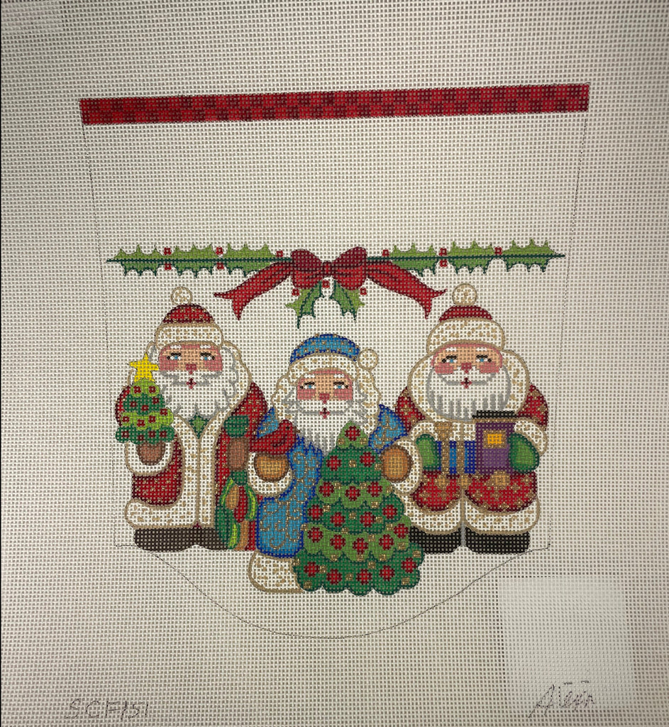 *Alexa Designs SCF151 Christmas Three Santas Stocking Cuff