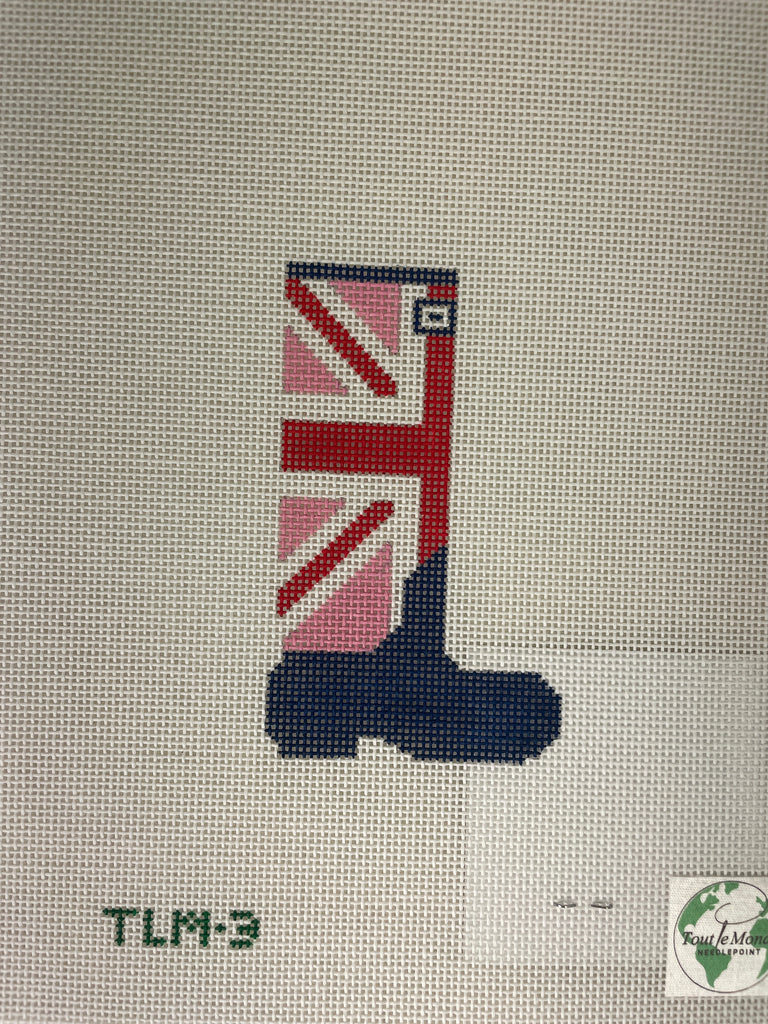 * Tout Le Monde Needlepoint TLM3 Union Jack Wellie- Red/ Pink/ Navy