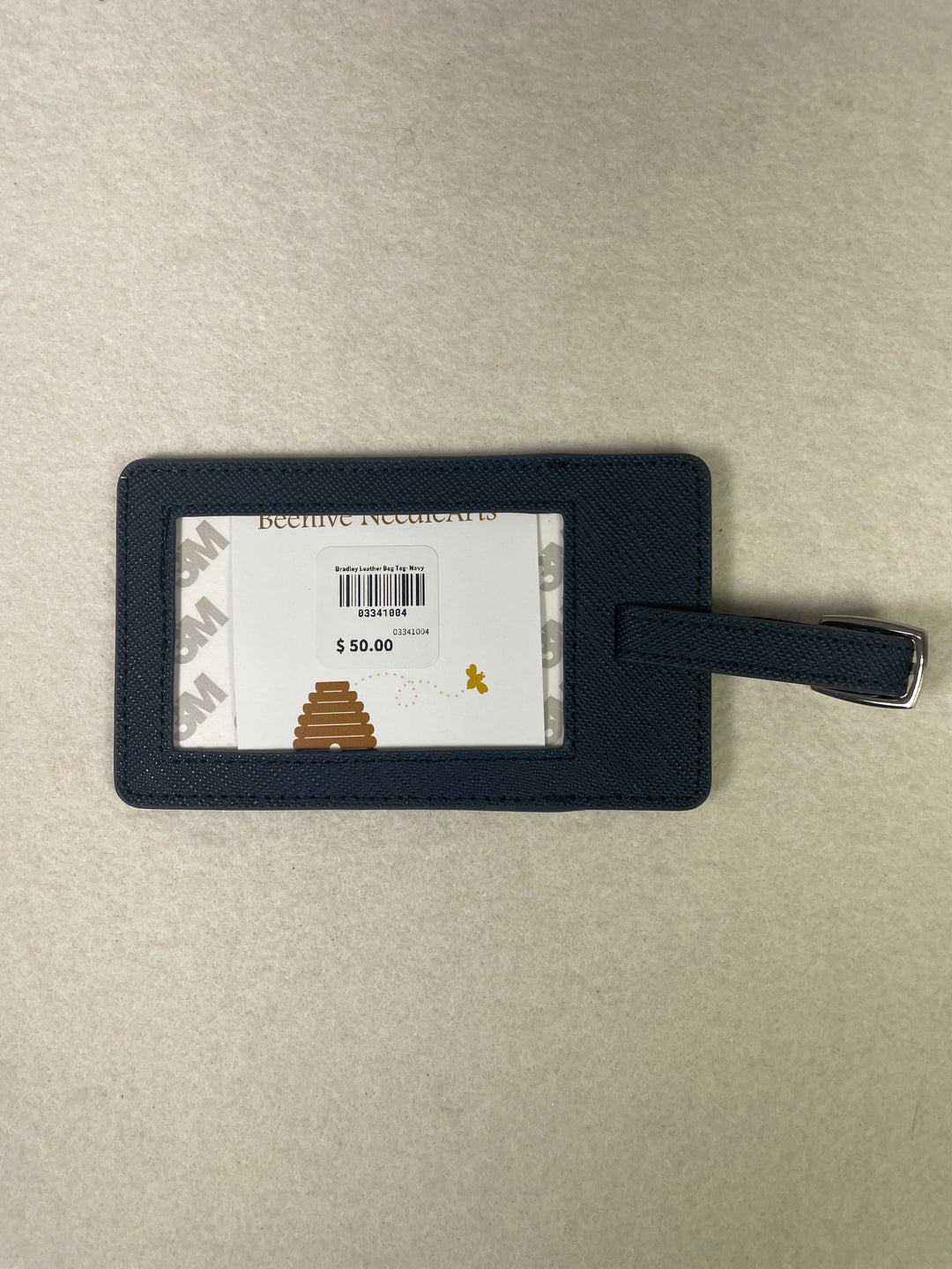 Bradley Leather Bag Tag- Navy