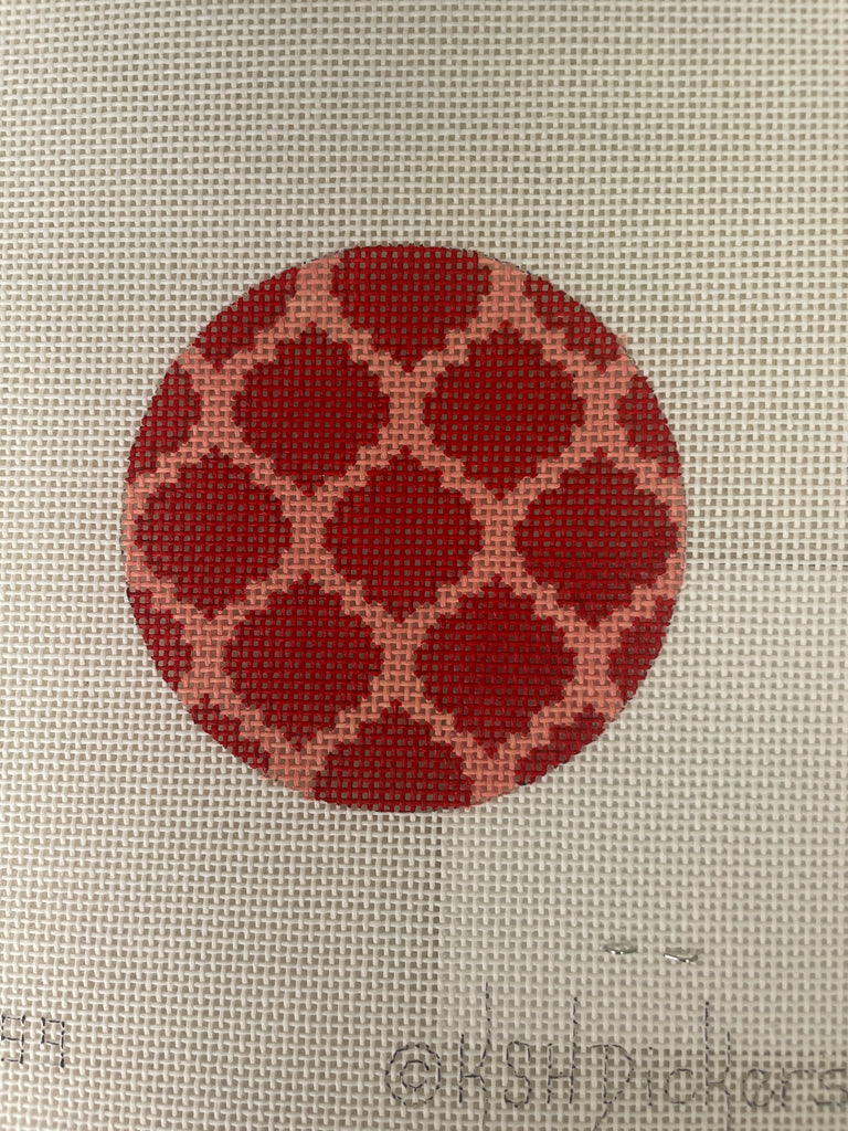 * Kate Dickerson ALB59 Bright Disk Letter- Reds Quatrefoil Damask