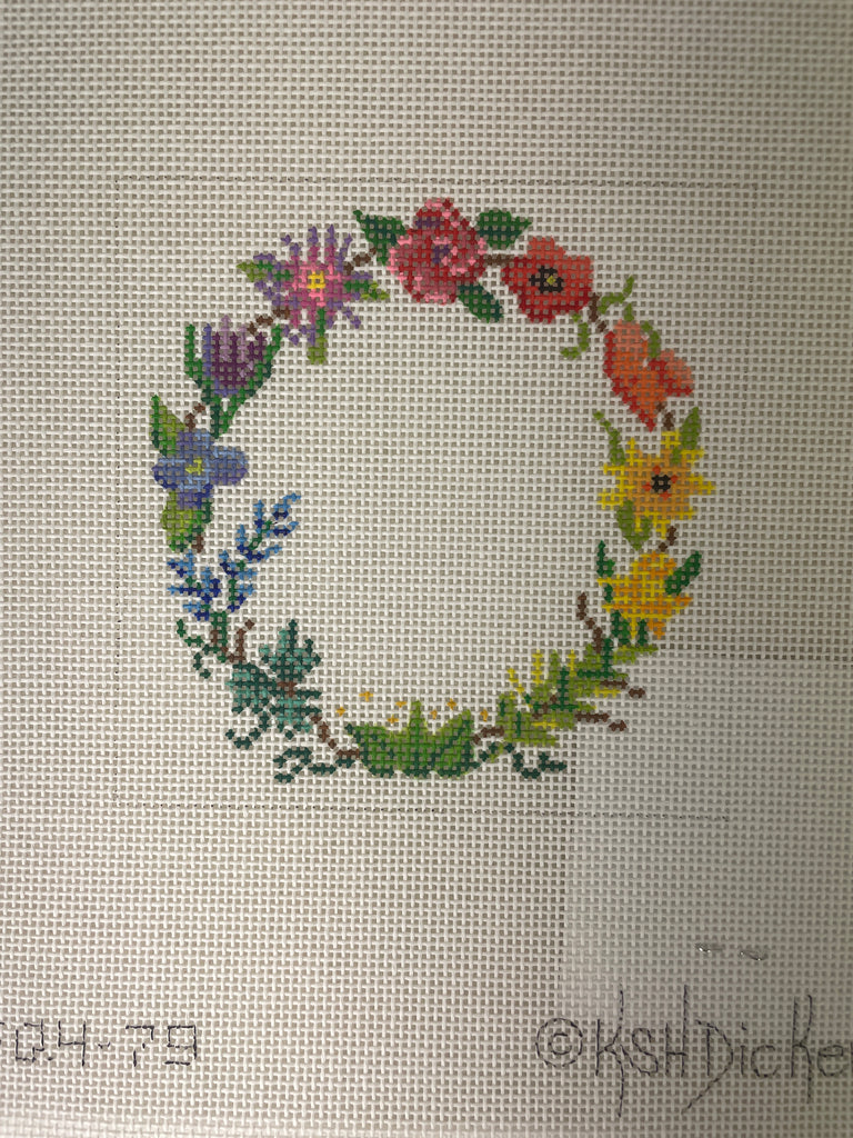 * Kate Dickerson INSSQ4-79 4" Square Insert- Wildflower Wreath