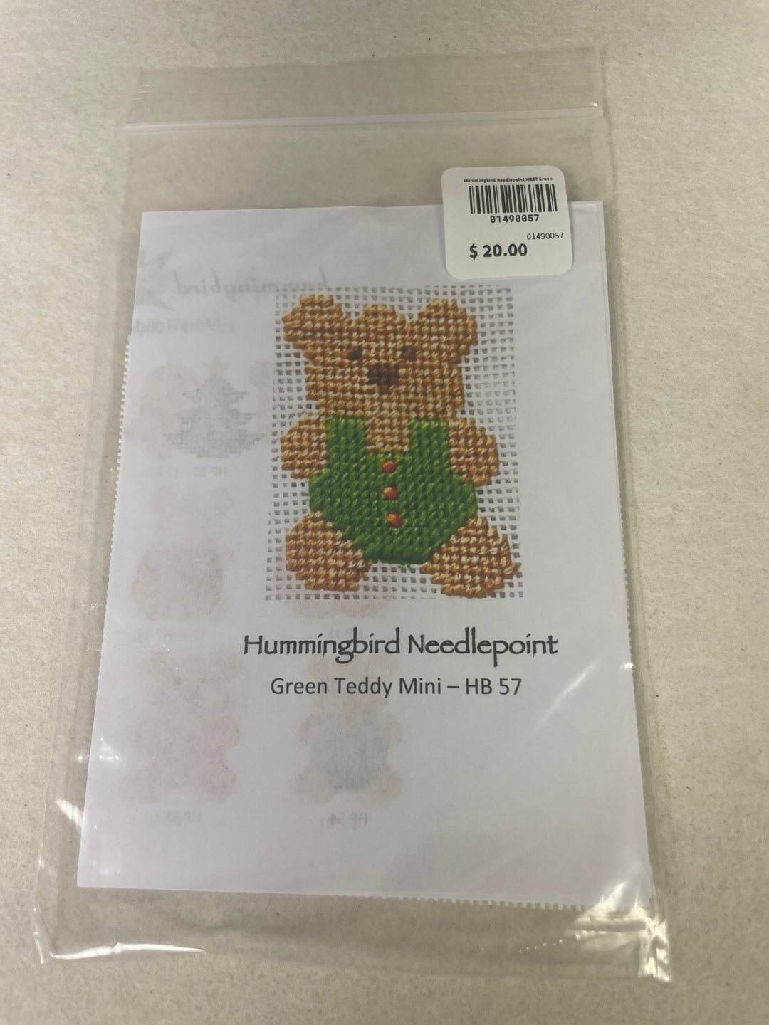 Hummingbird Needlepoint HB57 Green Teddy Mini