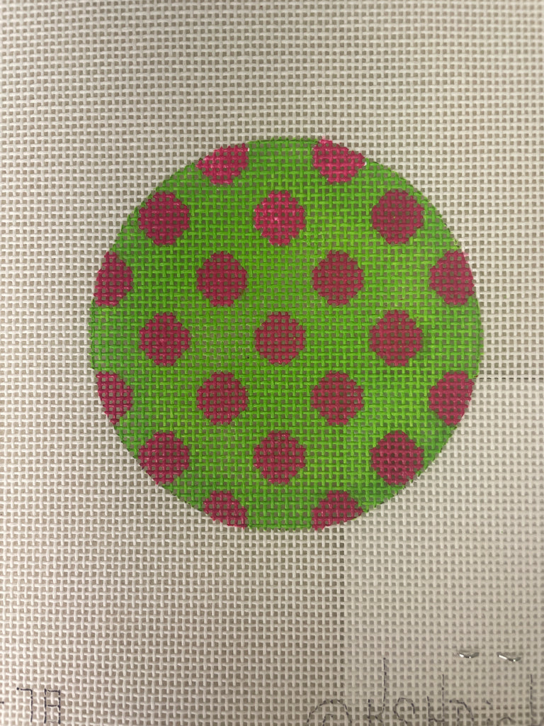 * Kate Dickerson ALB78 Bright Disk Letter- Kelly Green with Pink Dots