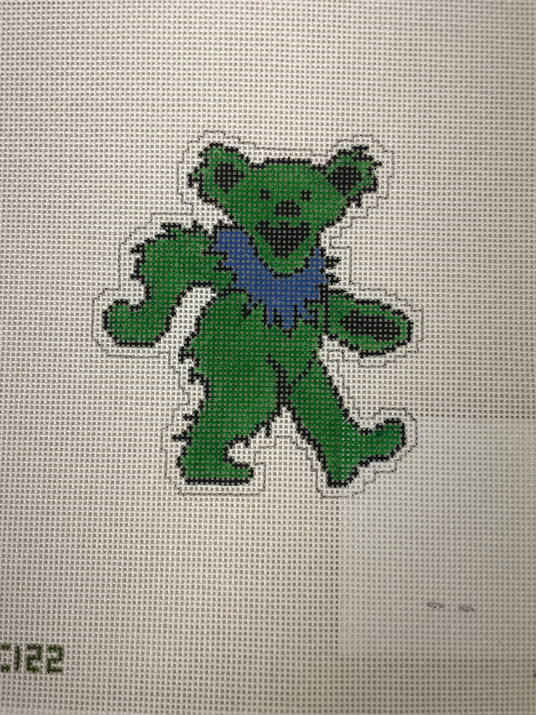 *Elm Tree Needlepoint Designs XC122 Christmas Grateful Dead Bear-Green