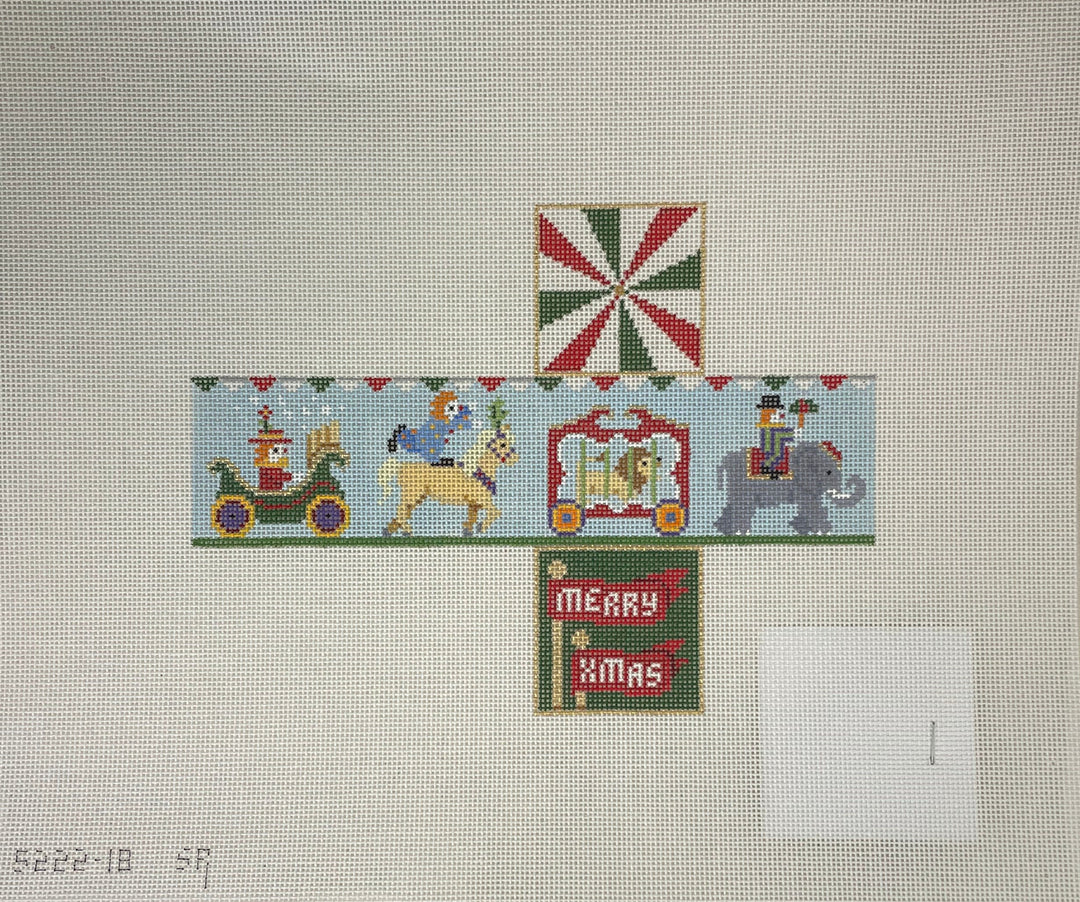 * Susan Roberts Needlepoint 5222 Circus Parade Cube Ornament