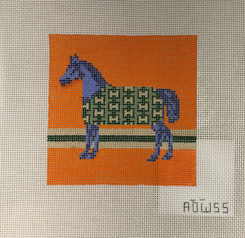 *August Design Works ADW55 Blue Horse Needlepoint Canvas