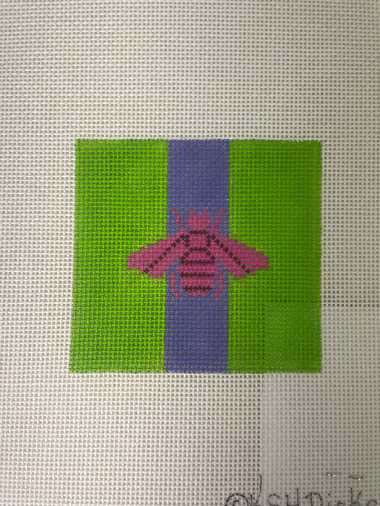 * Kate Dickerson INSSQ368 Planet Earth 3" Square- Gucci Bee- Magenta with Purple Stripe on Deep Lime