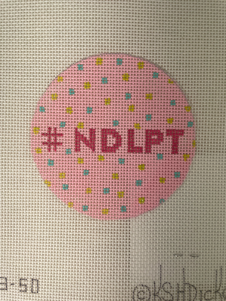 * Kate Dickerson INSL3-50 Planet Earth Lee 3" Round- #NDLPT Lt Pink with Lime and Turquois Dots