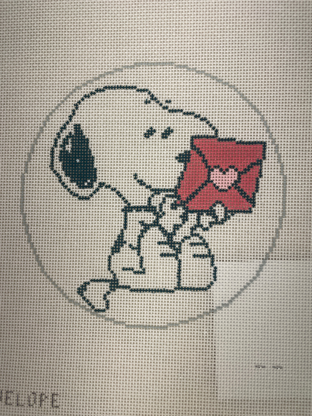* Officially Needlepoint Snoopy Reading Valentine