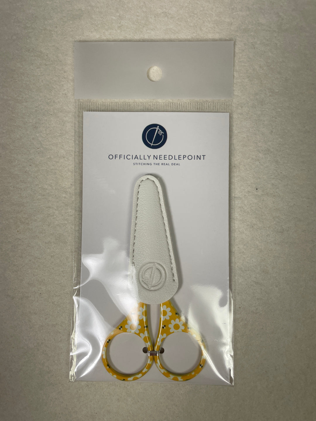 * Officially Needlepoint - Patterned Stainless Steel Scissors with Sheath / Daisies and Bees