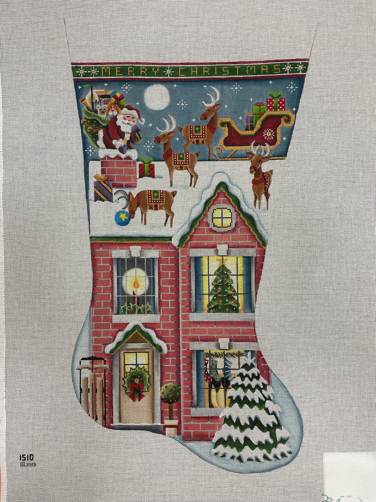 * Rebecca Wood 1510 Merry Christmas Stocking- Right Facing- 18m