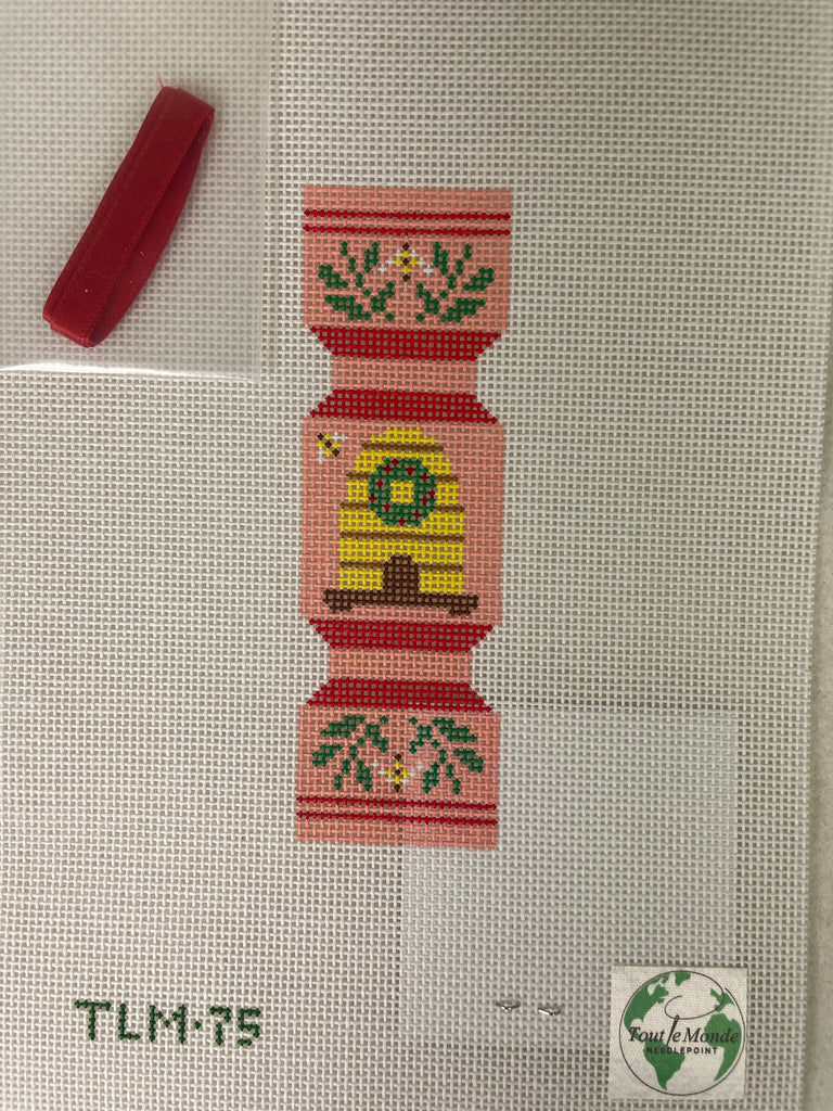 * Tout Le Monde Needlepoint TLM75 Christmas Cracker- Holiday Hive (w/ red ribbon) (Copy)