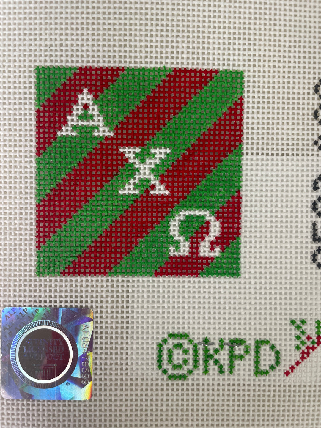 Kangaroo Paw Designs 2E23 Alpha Chi Omega 2inch Stripe Square