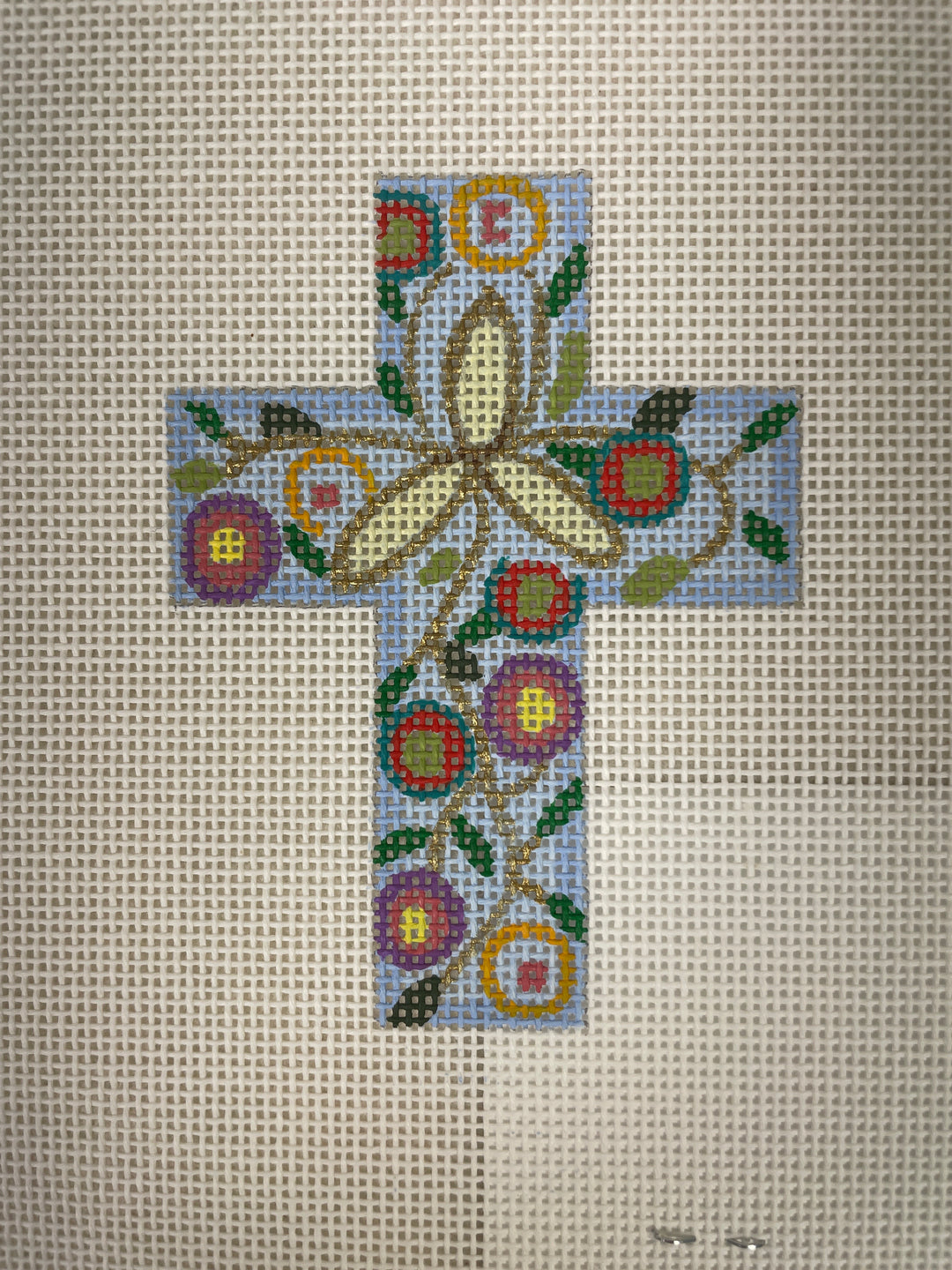 * Ann Wheat Pace 102AV Mini Blue Floral Cross