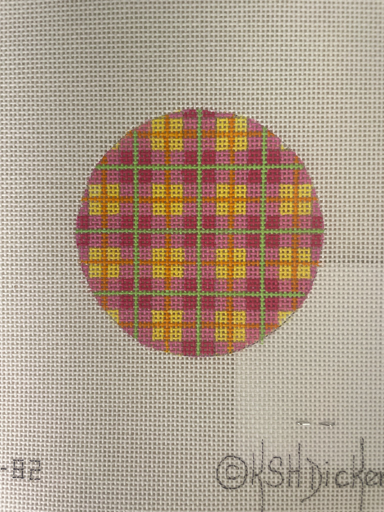 * Kate Dickerson ALB82 Bright Disk Letter- Lime, Turquois and Pink Stripes