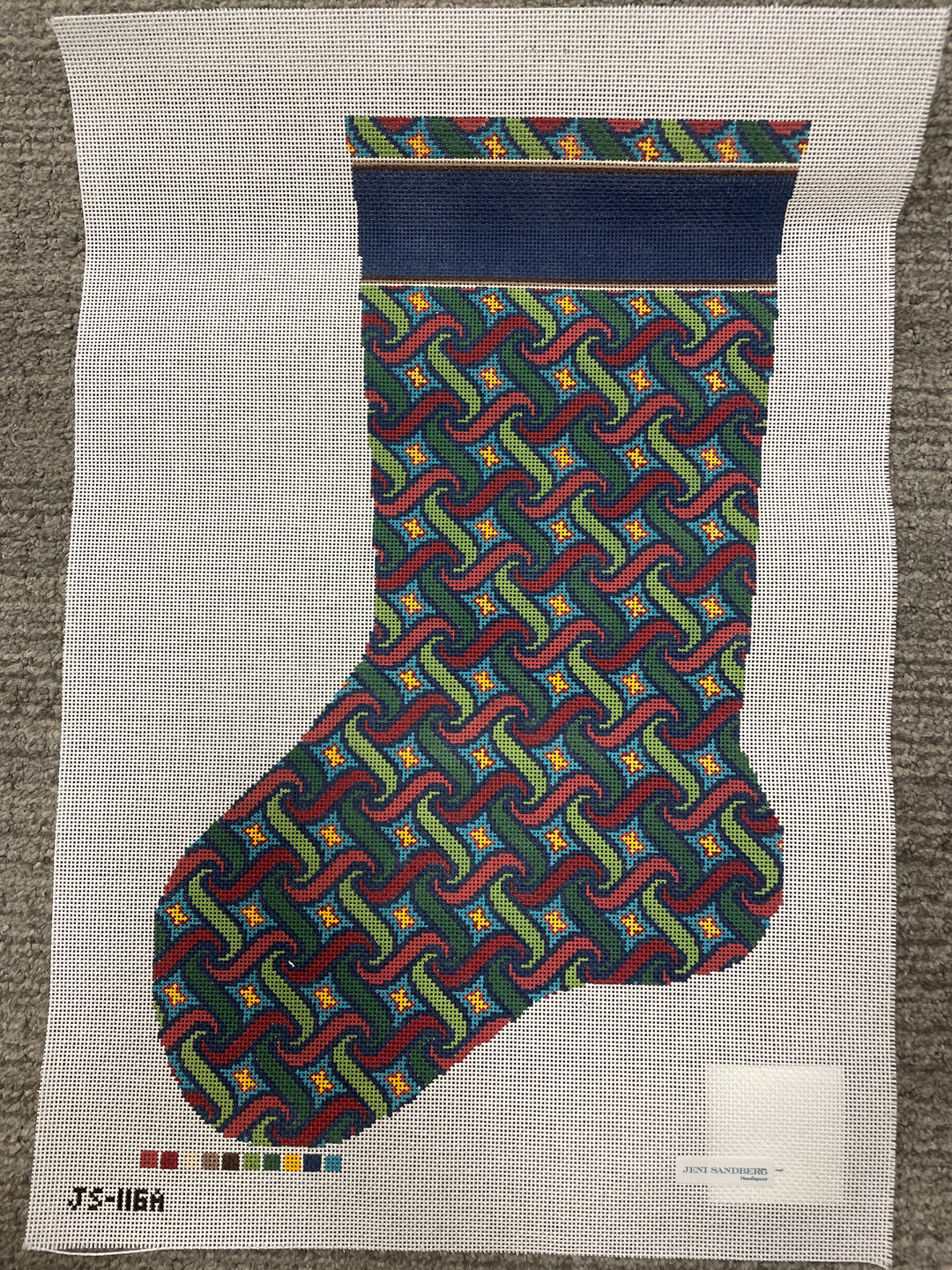 * Jeni Sandberg JS1116A  Swirl Christmas Stocking- Dark