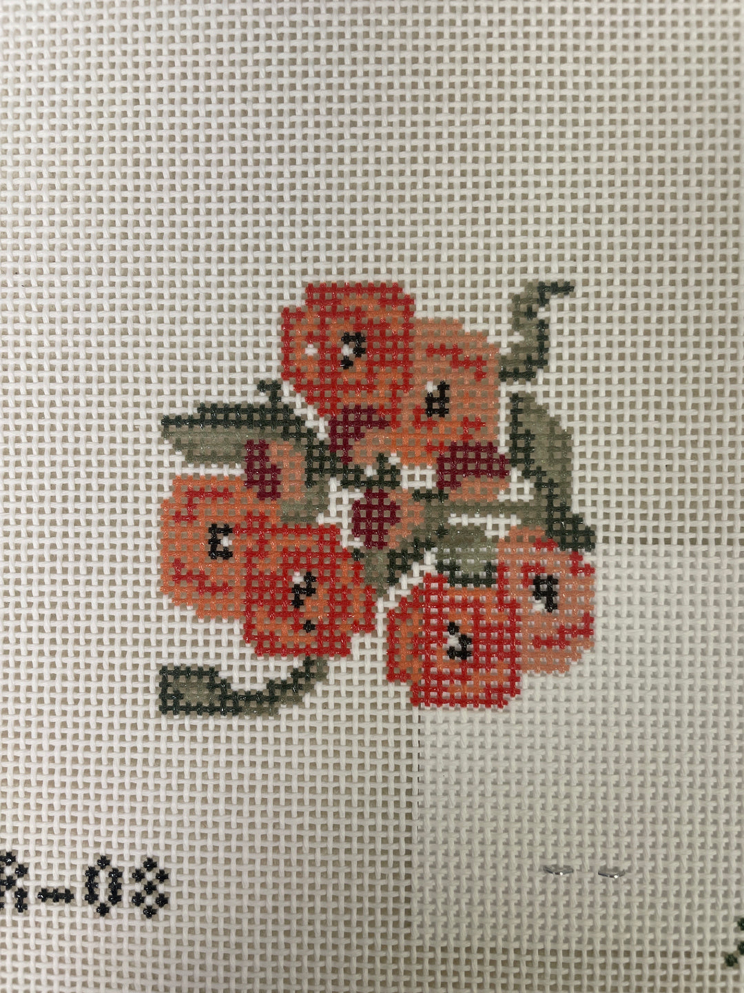 * Evergreen Needlepoint  OR08 Orange Flowers on White Insert