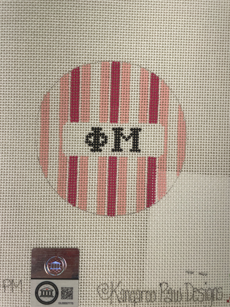Kangaroo Paw Designs 3R2 Phi Mu - 3inch Round with Stripes