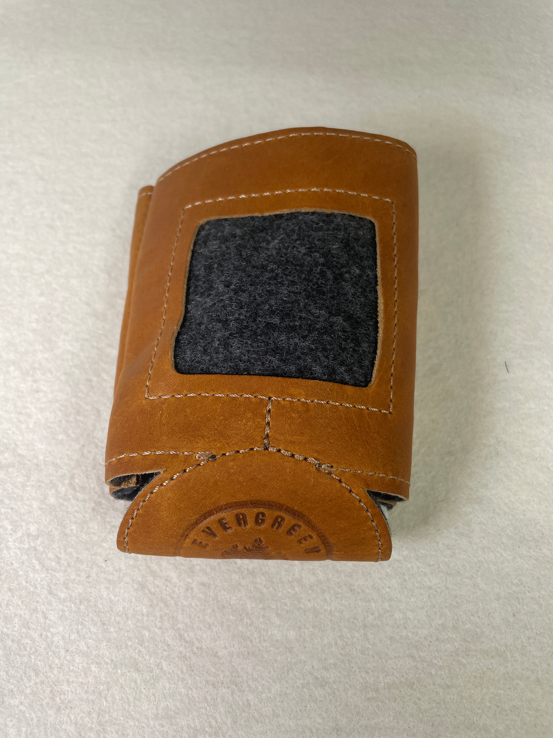 * Evergreen Self Finishing Leather Can Cozy for Needlepoint, Standard Can- Medium Brown