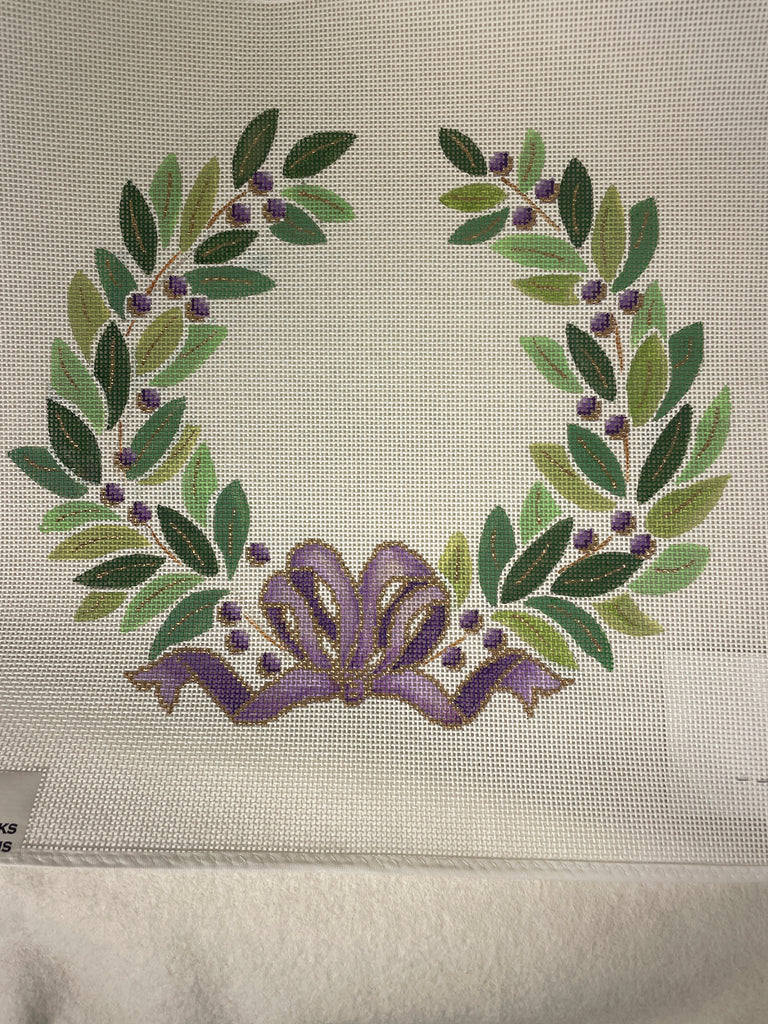 * CanvasWorks Traditions W5B Olive Wreath with Lavender