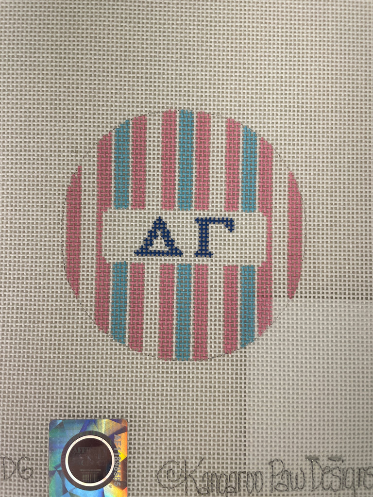 Kangaroo Paw Designs 3R2 Delta Gamma - 3inch Round with Stripes