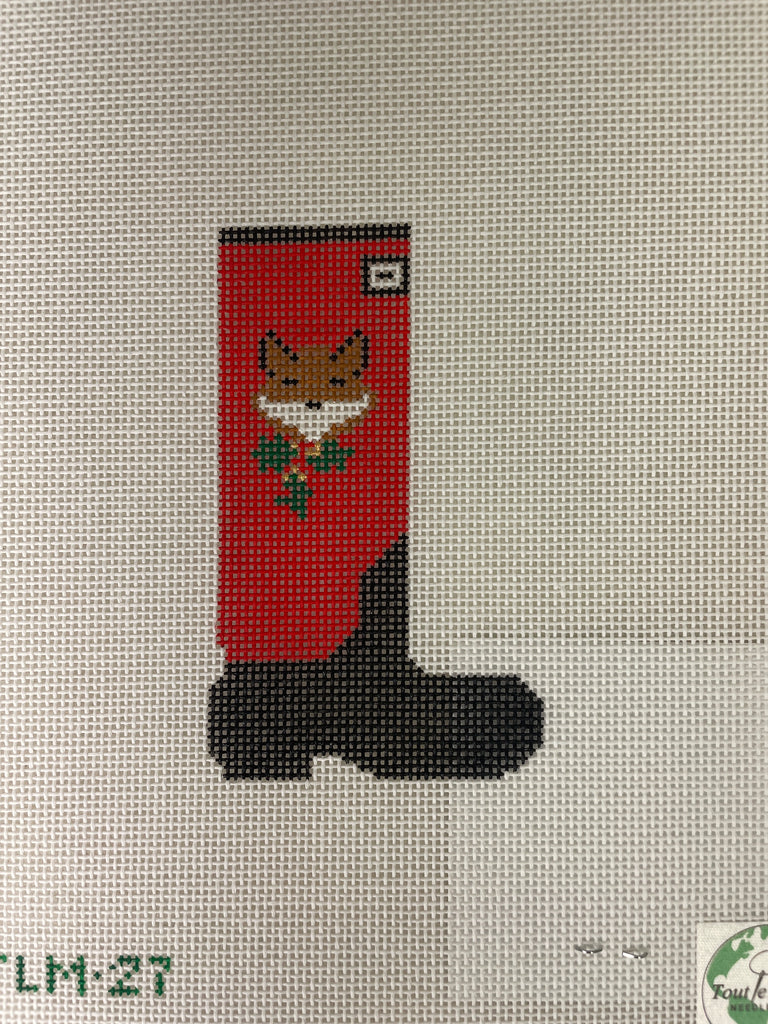 * Tout Le Monde Needlepoint TLM27 Tally Ho Wellie- Fox and Holly