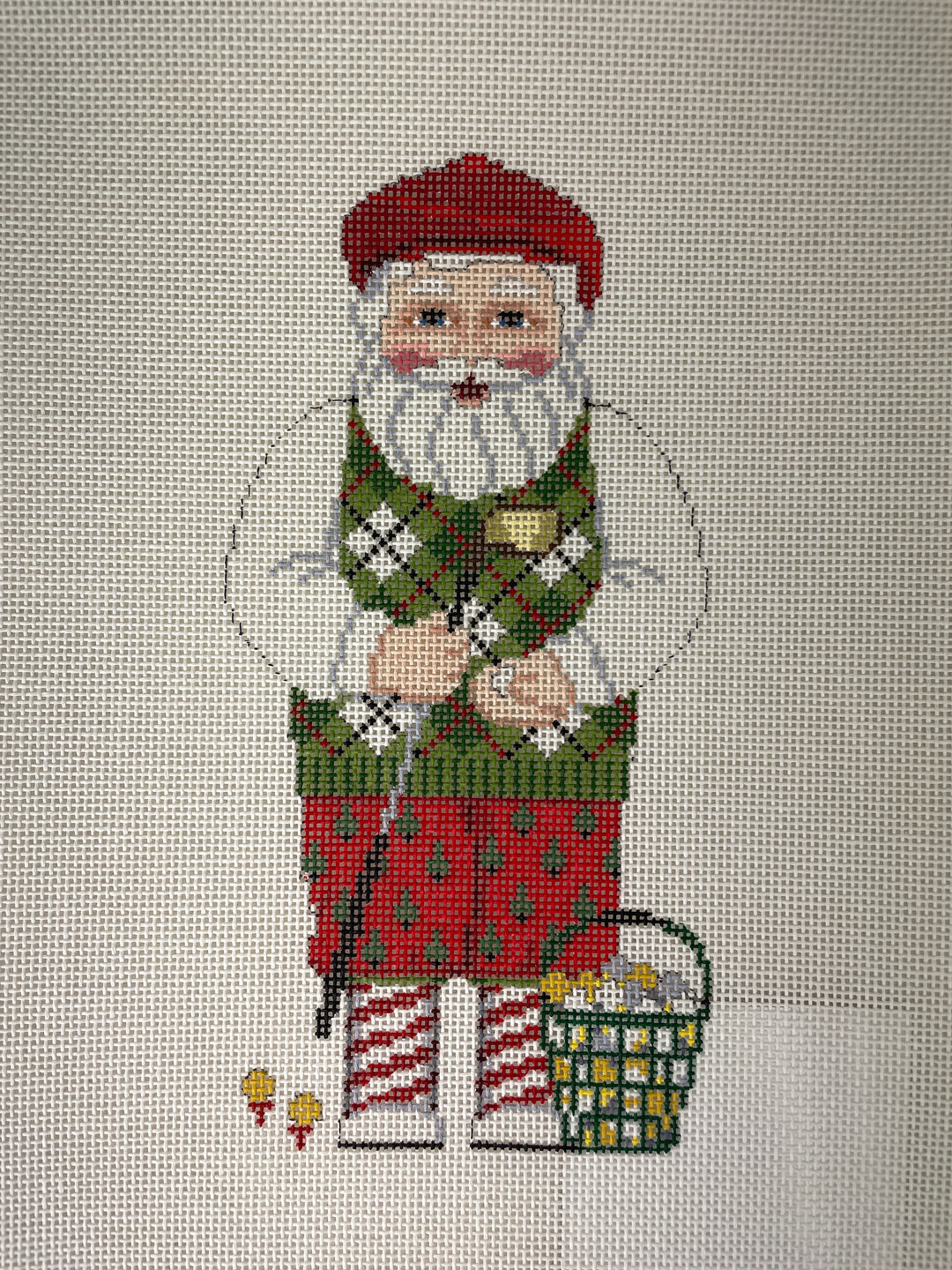 * Susan Roberts Needlepoint 1292 Santa Golfing