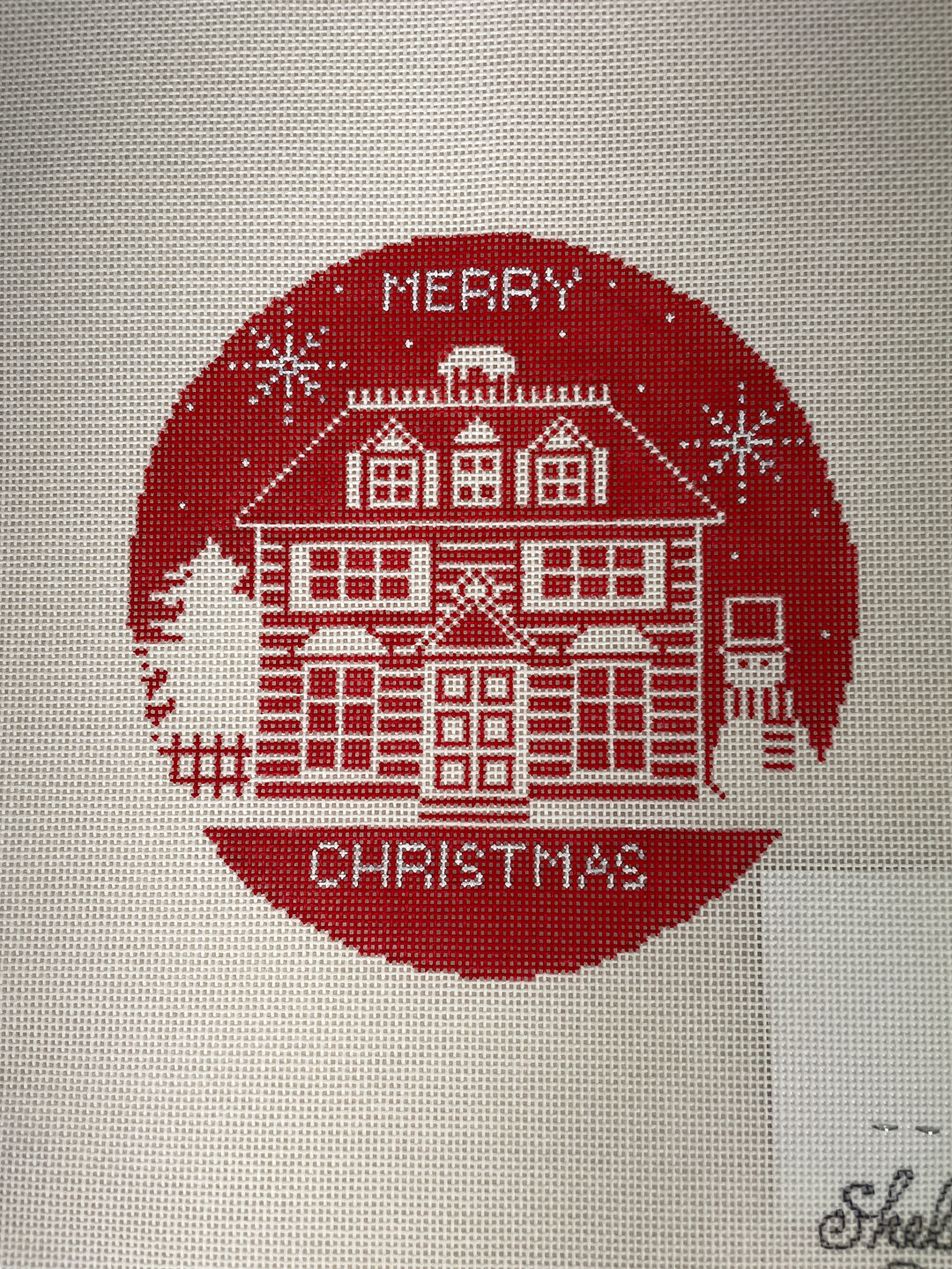 * Shelly Tribbey C956 Red and White Merry Christmas Round